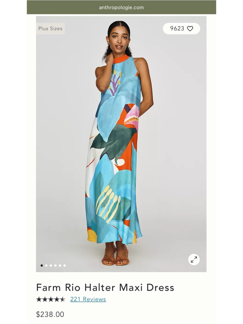 FARM RIO x ANTHROPOLOGIE Halter High Neck Long Floral Maxi Dress SMALL NWT - Picture 8 of 10